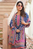 Navy Color Crepe Neck Embroidered & Printed Suit With Palazzo