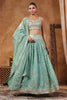 Turquoise Color Tissue Silk Embroidered Lehenga