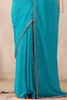 Turquoise Color Embroidered Georgette Saree With Readymade Blouse