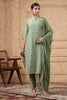 Green Color Chanderi Resham Embroidered Straight Suit