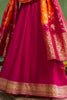 Fuchsia Pink Color Embroidered Silk Anarkali Kurti With Banarsi Dupatta