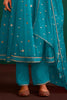 Teal Color Organza Embroidered Anarkali Suit