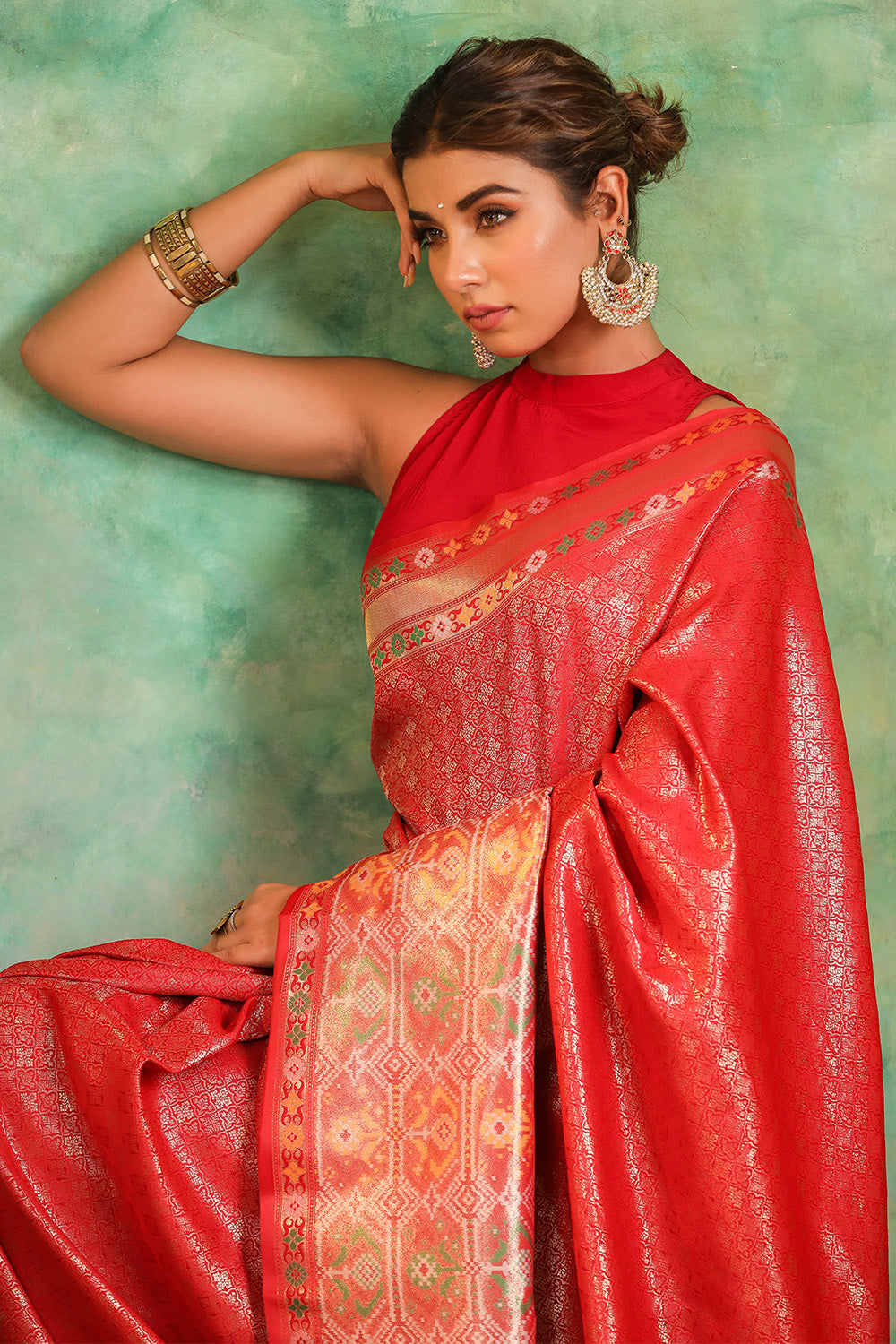 Red Color Woven Silk Saree