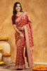 Maroon Color Khhadi Georgette Woven Saree