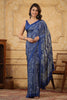 Blue Color Crepe Printed Saree