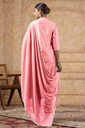 Pink Color Chanderi Resham Embroidered Straight Suit