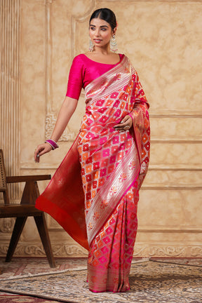 Fuchsia Pink Color Banarasi Silk Saree