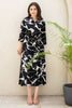 Black Color Rayon Printed Peonies Dress