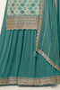 Sea Green Color Organza Silk Woven & Embroidered Suit with Sharara