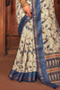 Beige & Navy Color Cotton Digital Printed Saree