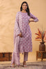 Mauve Color Printed Cotton Straight Suit