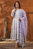 Cream & Lavender Color Floral Printed Cotton Anarkali Suit