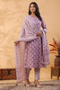 Mauve Color Printed Cotton Straight Suit