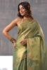 Green Color Organza Cotton Golden Zari Woven Saree