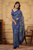 Blue Color Crepe Printed Saree