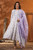 Cream & Lavender Color Floral Printed Cotton Anarkali Suit