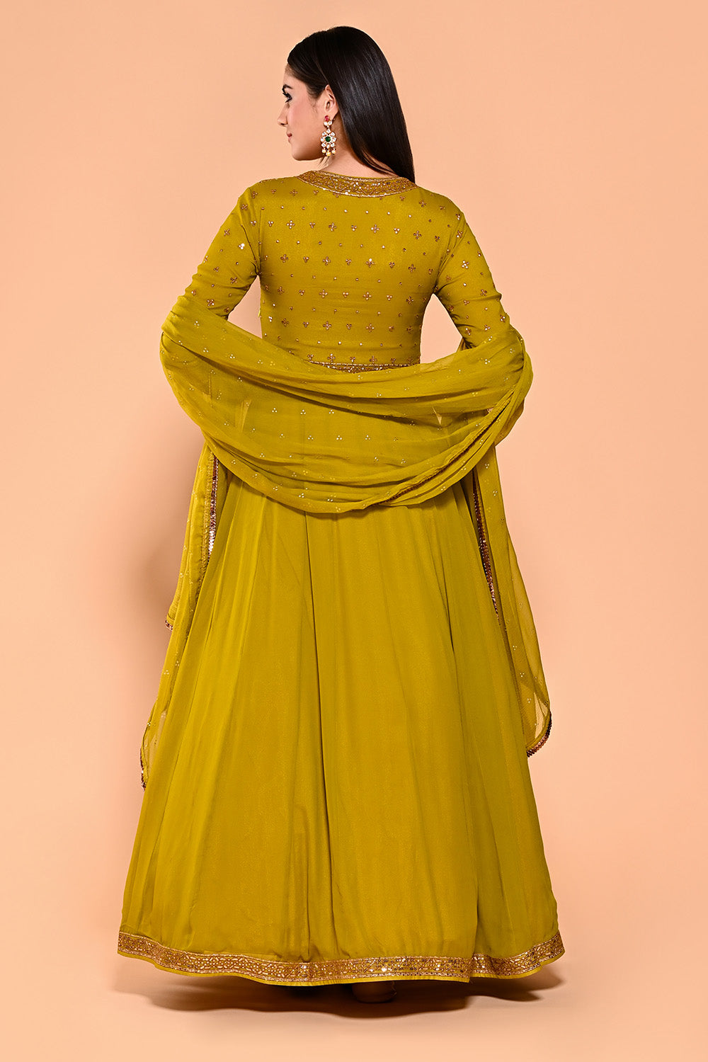 Olive Green Color Georgette Alia-Cut Anarkali Suit