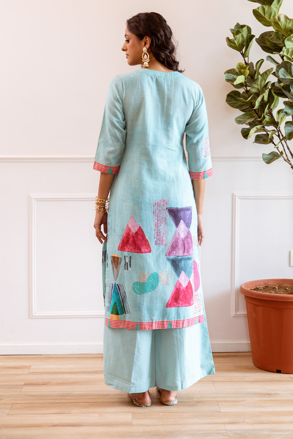 Sea Green Color Khadi Cotton Printed Suit