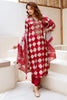 Red & Beige Color Checks Printed Suit