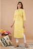 Yellow Colour Cotton Printed Long Kurti