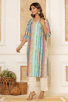 Multi-Color Cotton Shibori Print Kurti