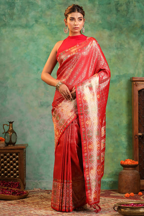 Red Color Woven Silk Saree