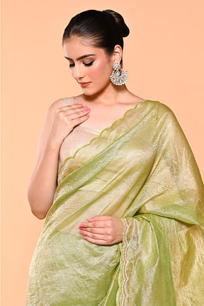 Brass Color Crush Tissue Saree