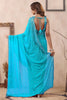 Turquoise Color Embroidered Georgette Saree With Readymade Blouse