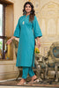 Teal Solid Color Cotton Kurta Set