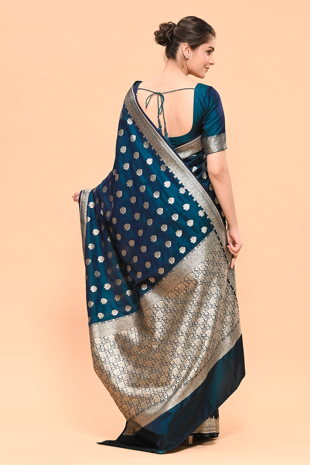 Peacock Blue Color Woven Banarasi Silk Saree