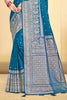 Peacock Blue Color Zari Woven Silk Saree