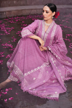 Mauve Color Chanderi Embroidered Anarkali Suit