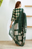 Green & Beige Color Muslin Checks Printed Suit