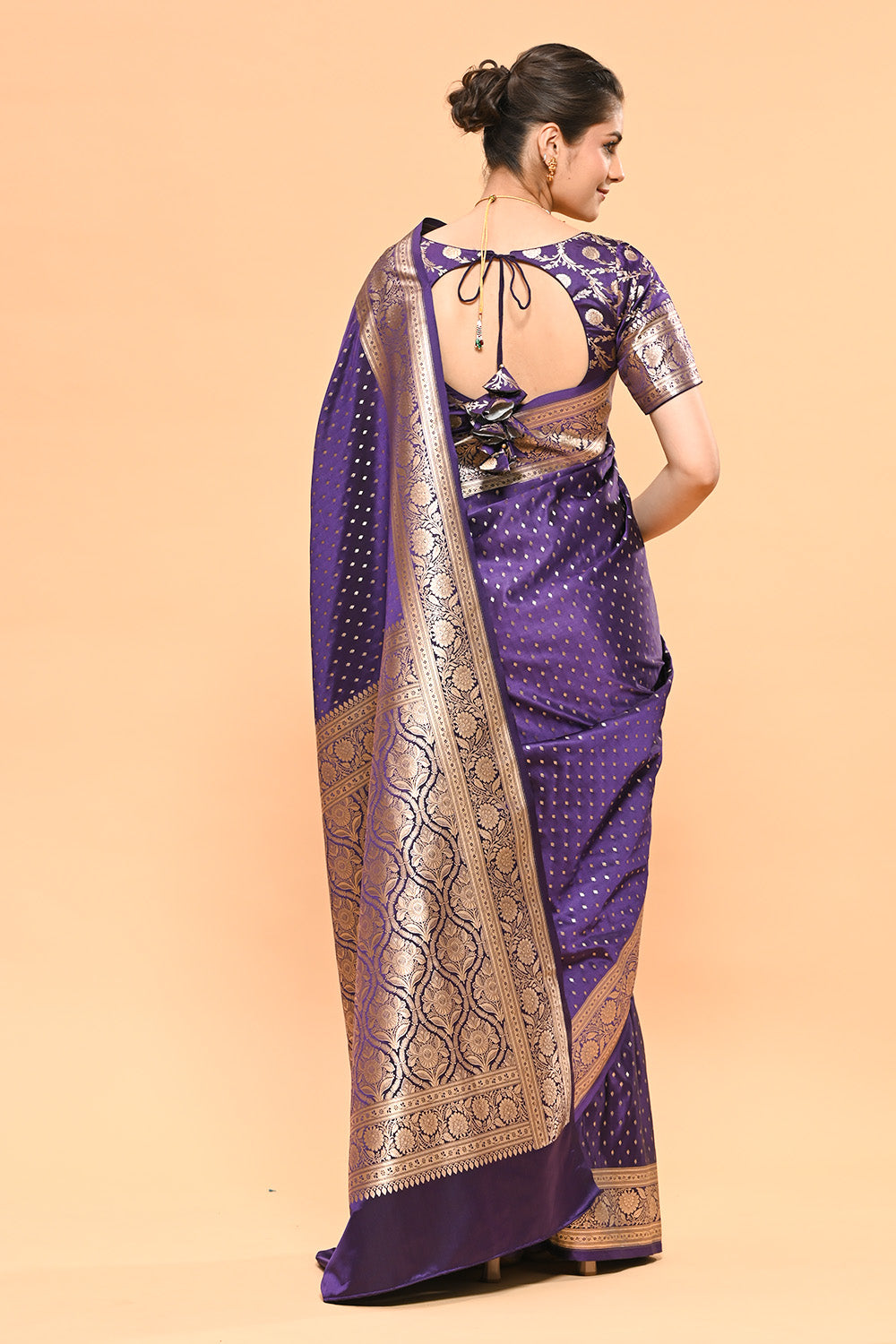 Dark Violet Color Zari Woven Banarasi Silk Woven