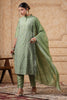 Green Color Chanderi Resham Embroidered Straight Suit