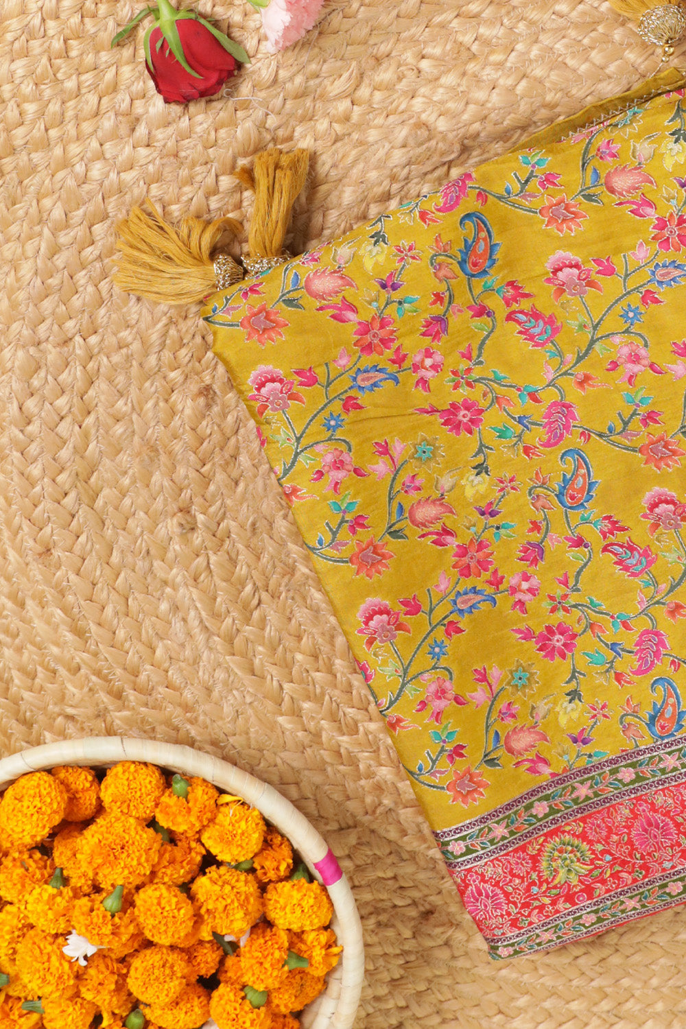 Mustard Color Silk Handloom Saree