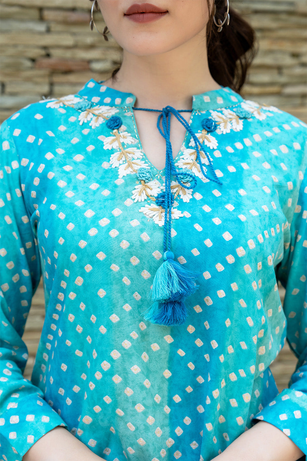 Turquoise  Color Printed Rayon Suit