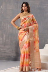 Multi-Color Floral Printed Organza Saree