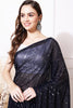 Navy Blue Color Sequins Embroidered Georgette Saree