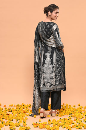 Black Color Muslin Printed Suit