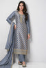 Grey Color Organza Zari Woven And Embroidered Unstitched Suit Material