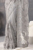 Grey Color Net Embroidered Saree