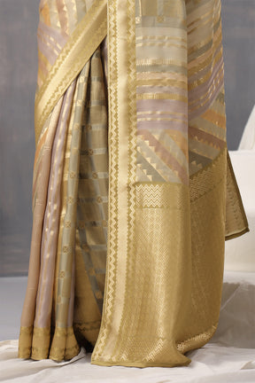 Olive Green Color Crepe Silk Woven Saree