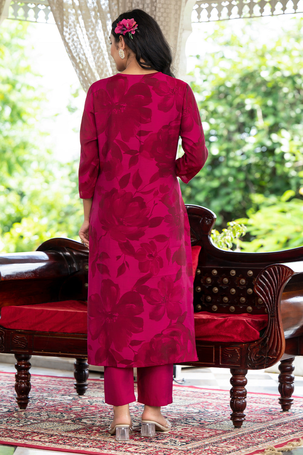 Paprika Color Muslin Printed Straight Suit