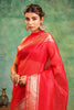 Red Color Woven Organza Silk Saree