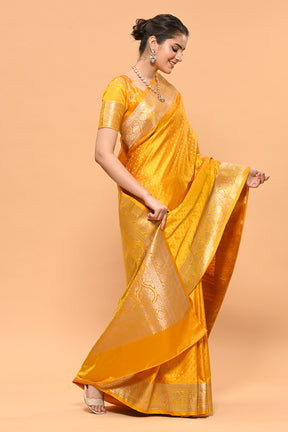 Mustard Color Zari Woven Banarasi Silk Woven