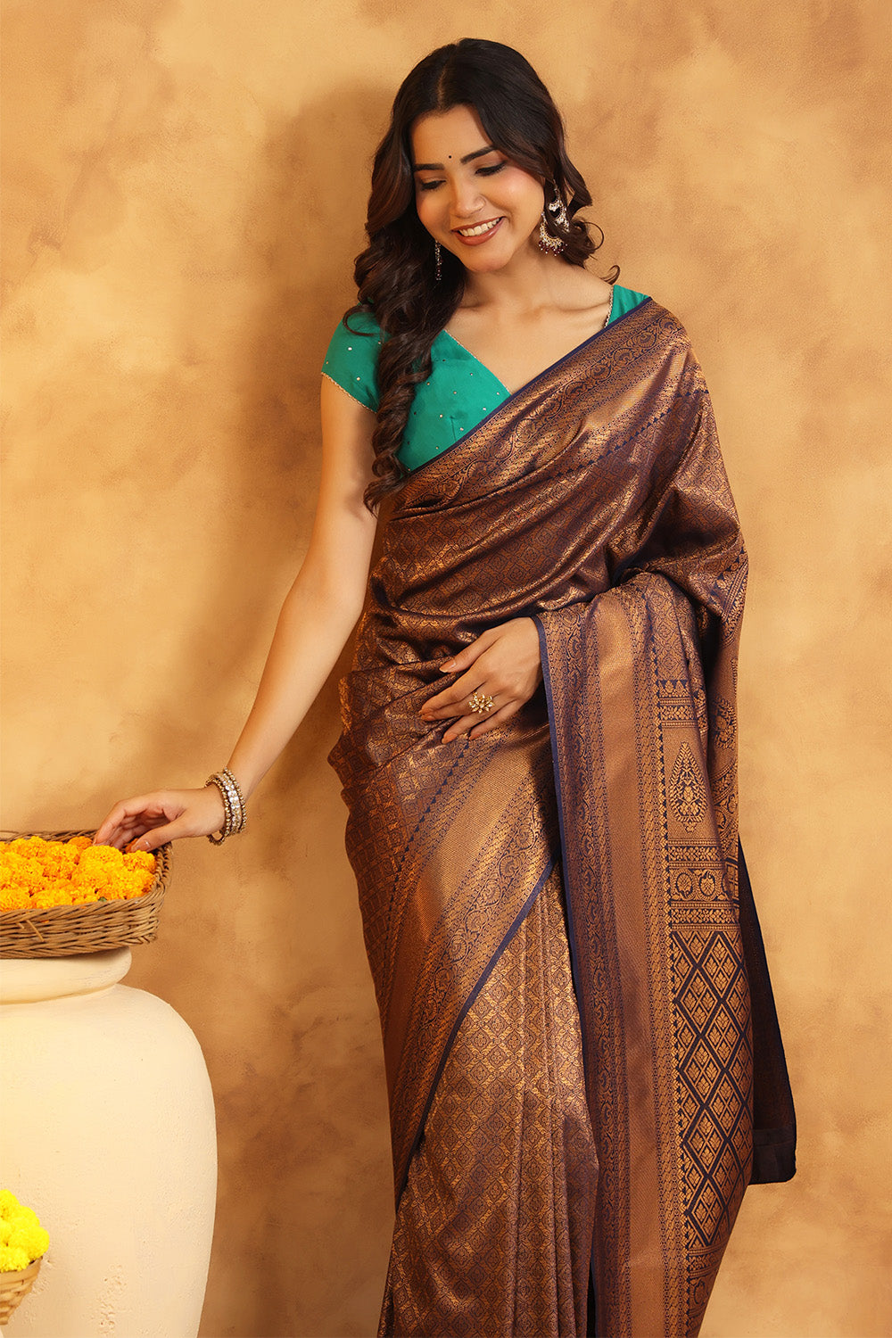 Navy Colour Silk Zari Woven Saree