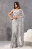 Grey Color Net Embroidered Saree