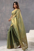 Green Color Organza Cotton Golden Zari Woven Saree