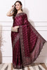 Dark Scarlet Color Aari Work Gajji Silk Saree